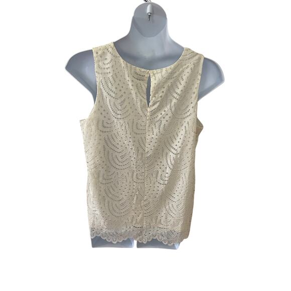 WORTHINGTON, SIZE XL, LINED, CREAM, LACE TOP, SLEEVELESS - Picture 2 of 6